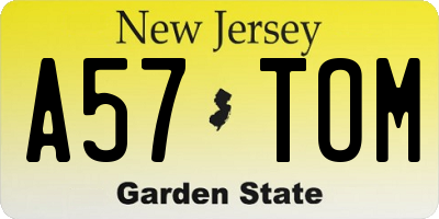 NJ license plate A57TOM