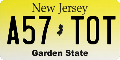 NJ license plate A57TOT