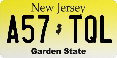 NJ license plate A57TQL