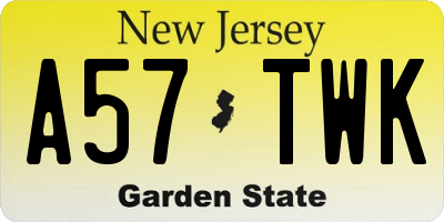 NJ license plate A57TWK