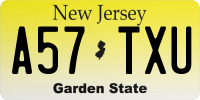 NJ license plate A57TXU