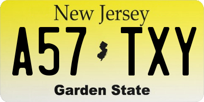 NJ license plate A57TXY