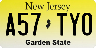 NJ license plate A57TYO
