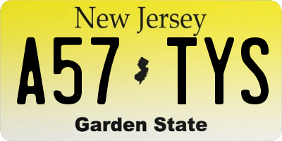NJ license plate A57TYS