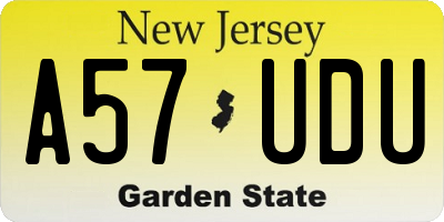NJ license plate A57UDU