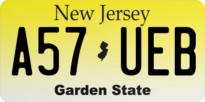 NJ license plate A57UEB
