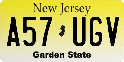 NJ license plate A57UGV