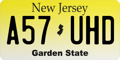 NJ license plate A57UHD
