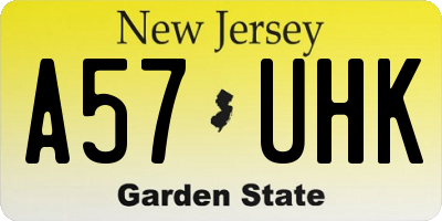 NJ license plate A57UHK