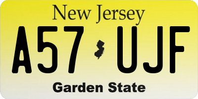 NJ license plate A57UJF