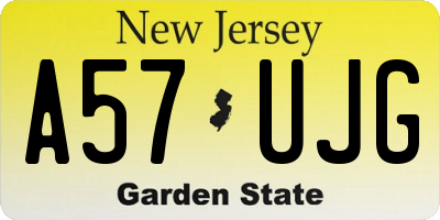 NJ license plate A57UJG