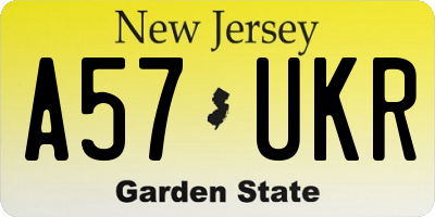 NJ license plate A57UKR