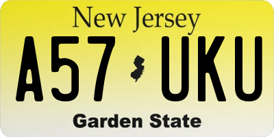NJ license plate A57UKU