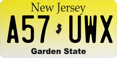NJ license plate A57UWX