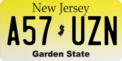 NJ license plate A57UZN