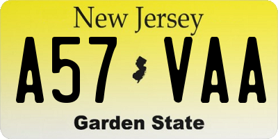 NJ license plate A57VAA