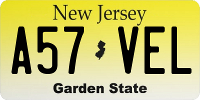 NJ license plate A57VEL