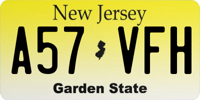NJ license plate A57VFH