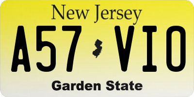 NJ license plate A57VIO
