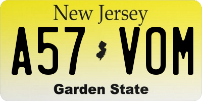 NJ license plate A57VOM