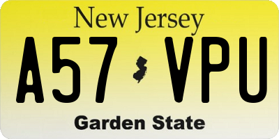 NJ license plate A57VPU