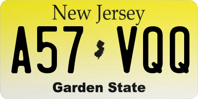 NJ license plate A57VQQ