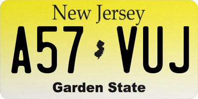 NJ license plate A57VUJ