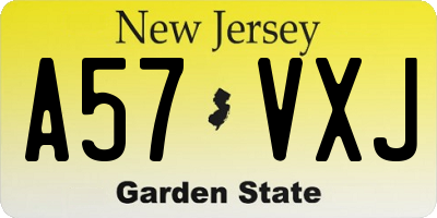 NJ license plate A57VXJ
