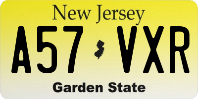 NJ license plate A57VXR