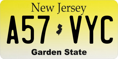 NJ license plate A57VYC