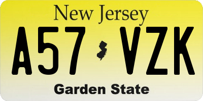 NJ license plate A57VZK