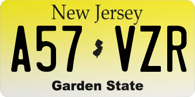 NJ license plate A57VZR
