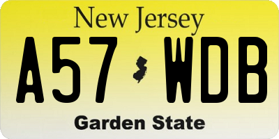 NJ license plate A57WDB