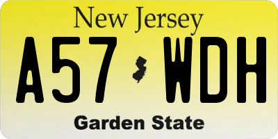 NJ license plate A57WDH
