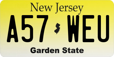 NJ license plate A57WEU
