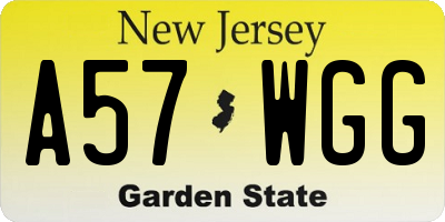 NJ license plate A57WGG