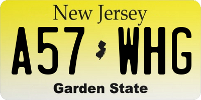NJ license plate A57WHG