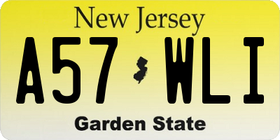 NJ license plate A57WLI