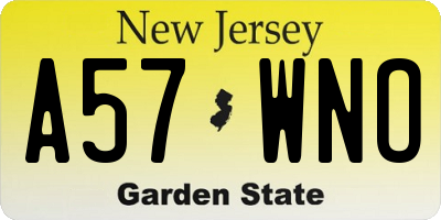 NJ license plate A57WNO