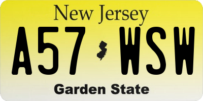 NJ license plate A57WSW