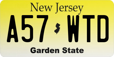 NJ license plate A57WTD
