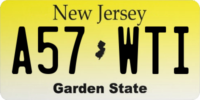 NJ license plate A57WTI