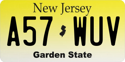 NJ license plate A57WUV