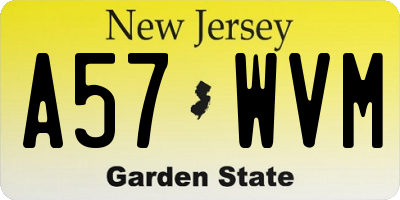 NJ license plate A57WVM