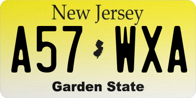 NJ license plate A57WXA