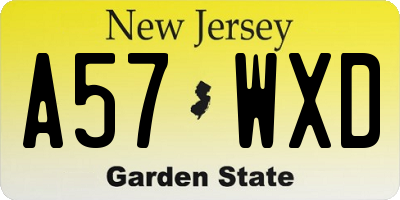 NJ license plate A57WXD