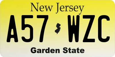NJ license plate A57WZC