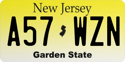 NJ license plate A57WZN