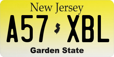 NJ license plate A57XBL