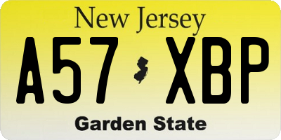 NJ license plate A57XBP